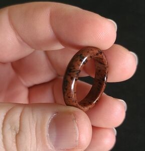 Mahogany Obsidian Stone Band Ring
